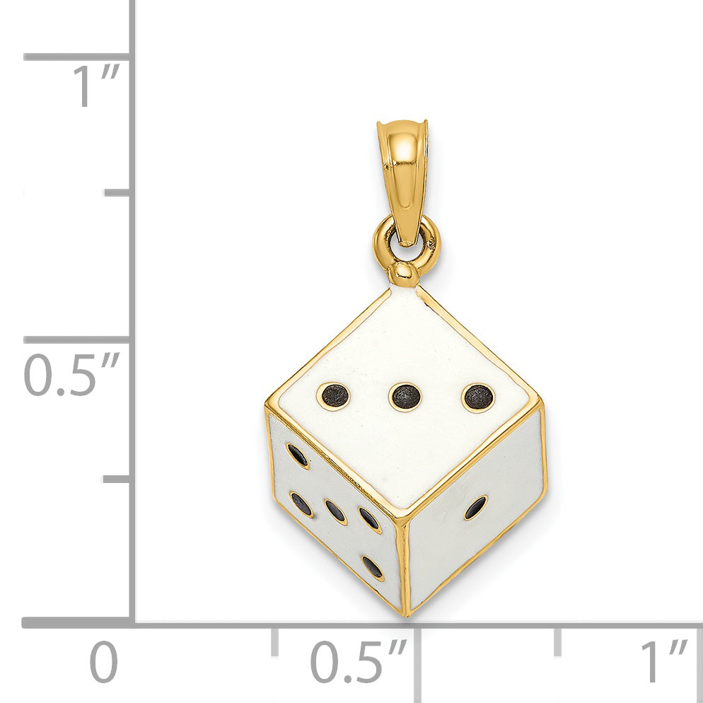 14K 3-D Enamel Dice Charm