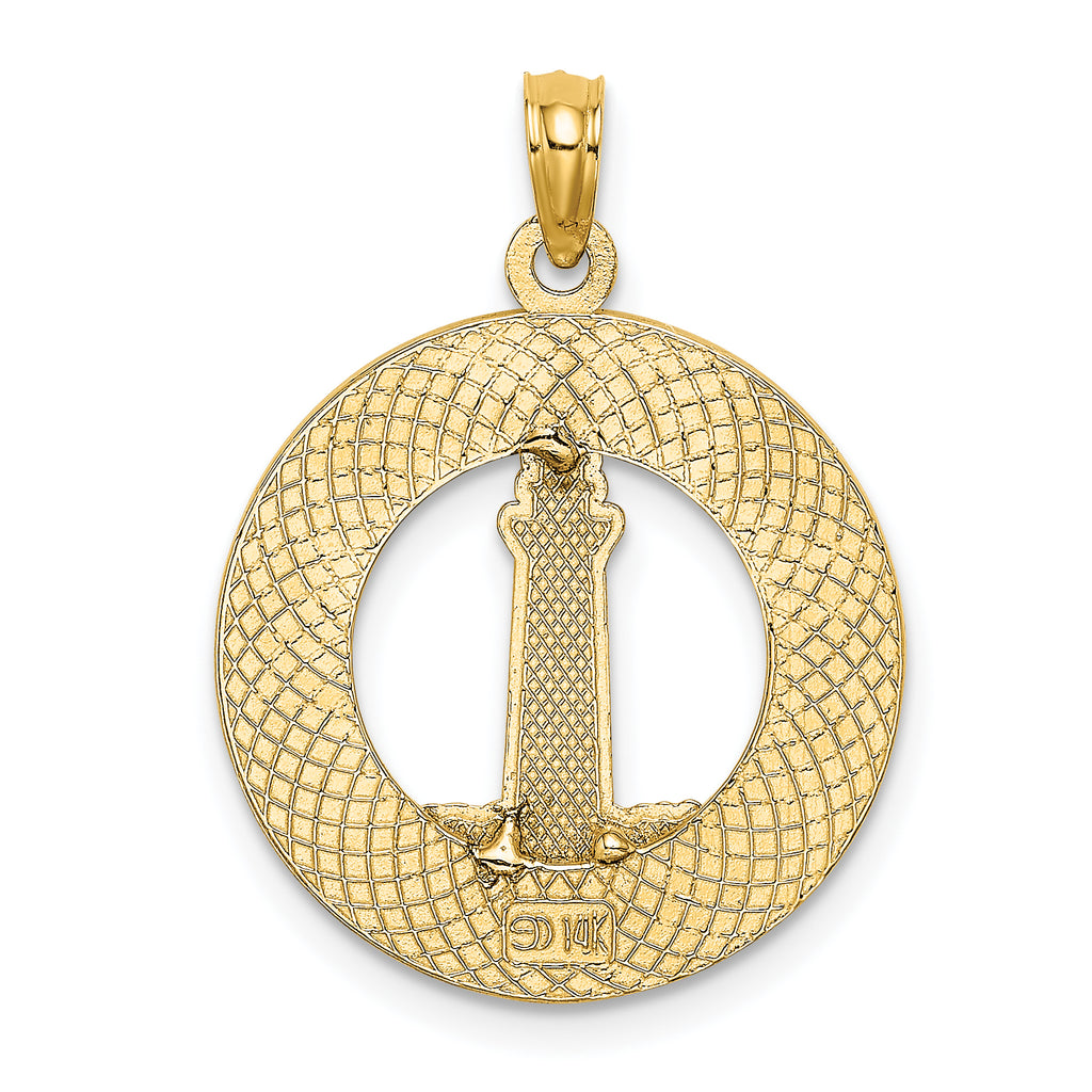 14K HILTON HEAD Enamel Lighthouse Circle Charm