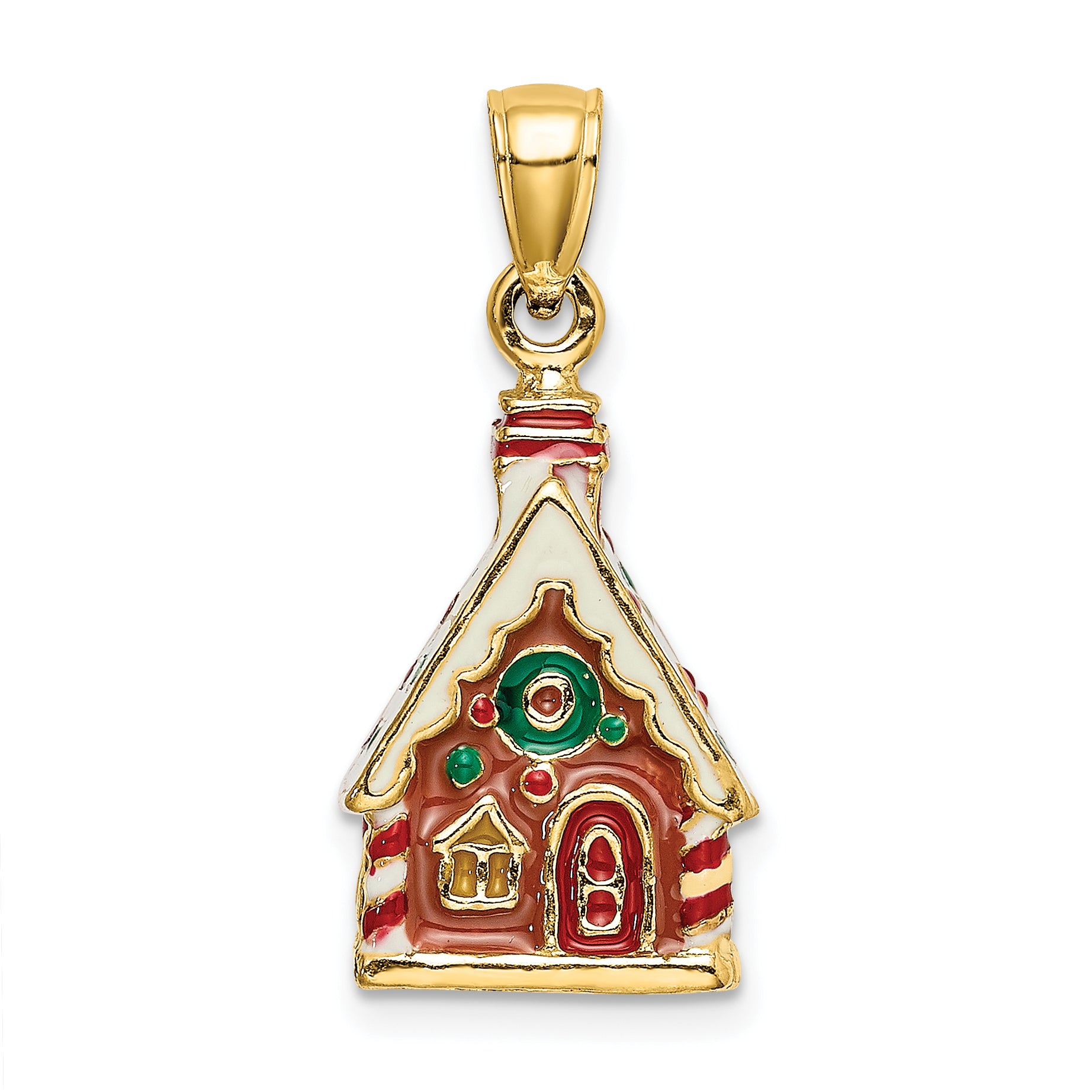 14K 3-D Enamel Gingerbread House Charm Main image