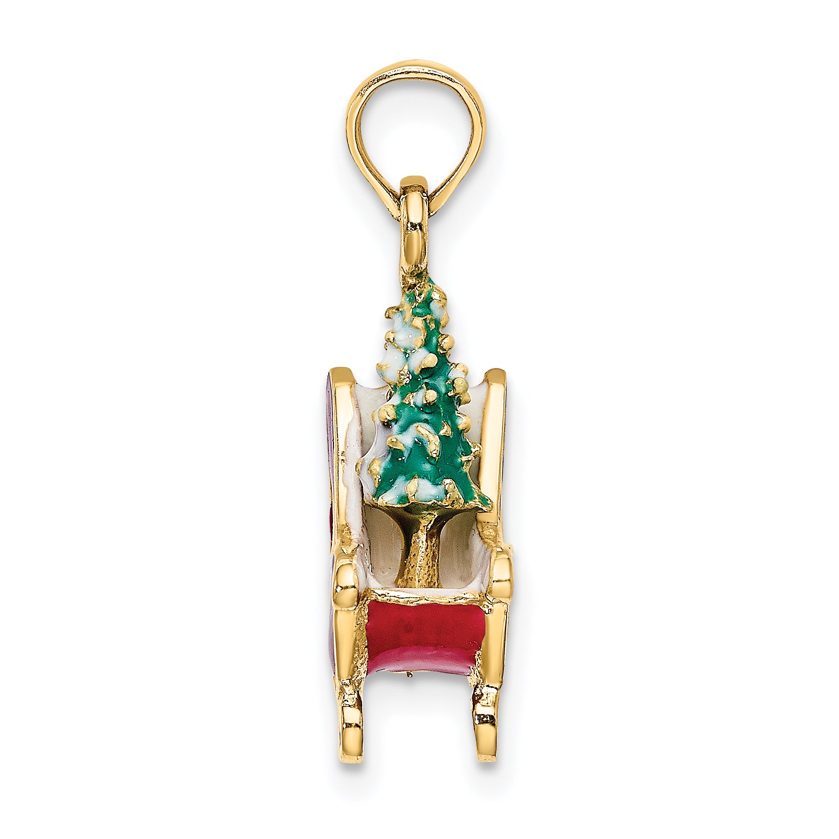 14K 3-D Enamel Sleigh w/Christmas Tree Charm Secondary image