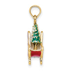 14K 3-D Enamel Sleigh w/Christmas Tree Charm