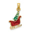 14K 3-D Enamel Sleigh w/Christmas Tree Charm