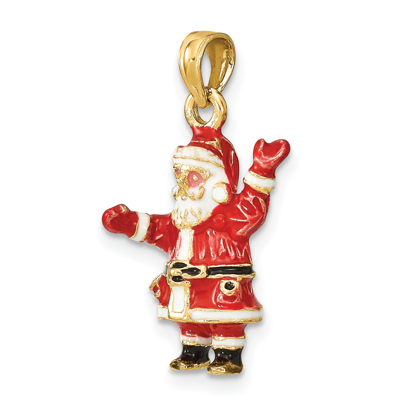 14K 3-D Enamel Santa Charm