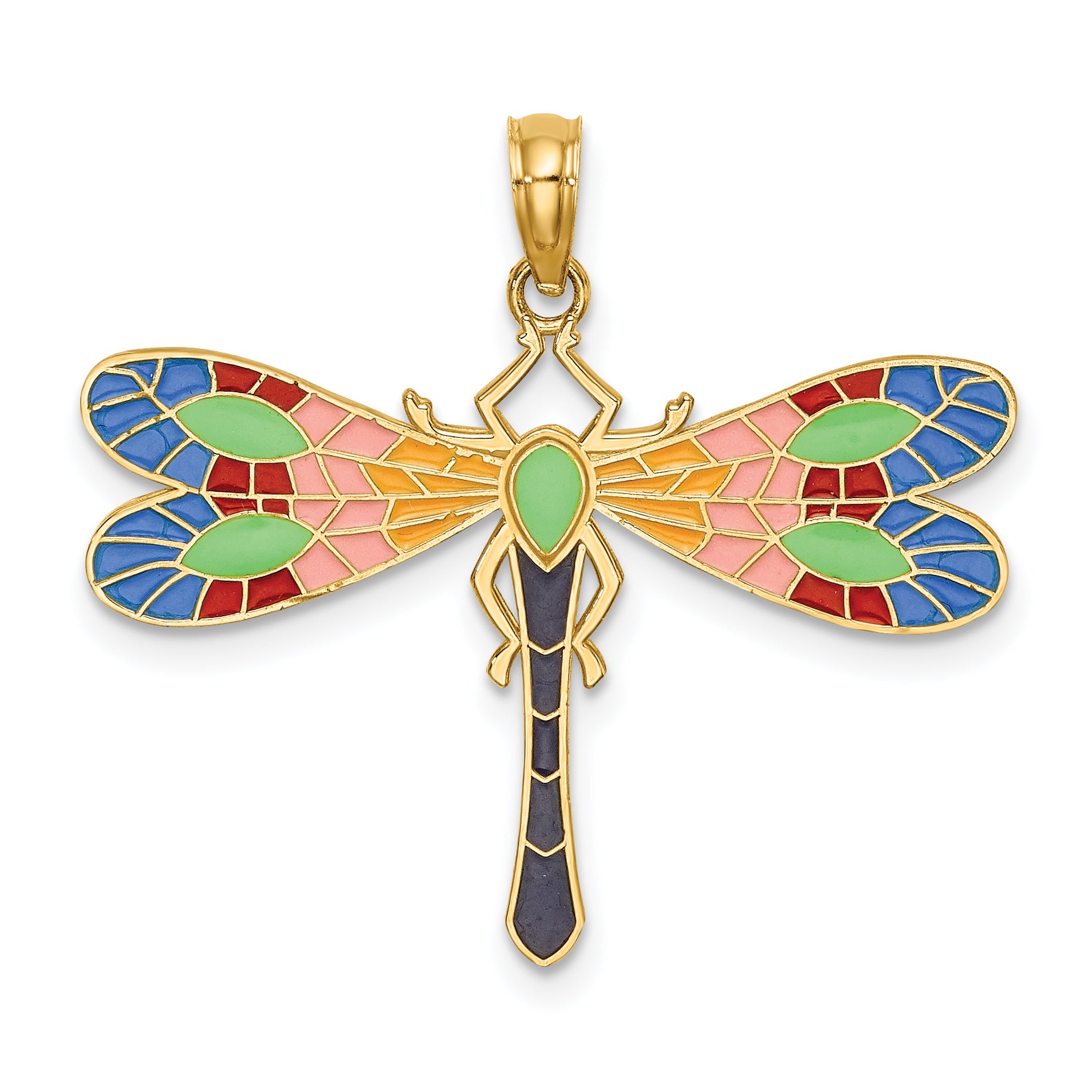 14K Multi Color Enamel Dragonfly Charm Main image
