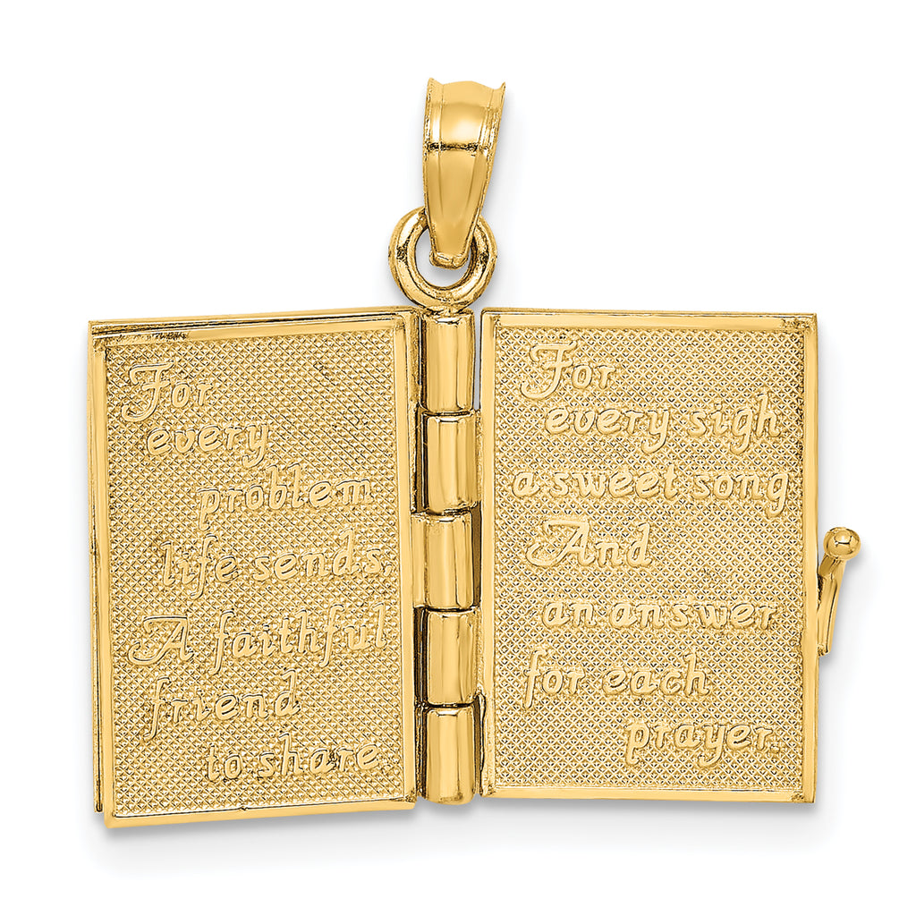 14K 3-D Moveable Enameled AN IRISH PRAYER Book w/Clover Charm