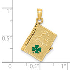 14K 3-D Moveable Enameled AN IRISH PRAYER Book w/Clover Charm