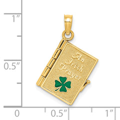 14K 3-D Moveable Enameled AN IRISH PRAYER Book w/Clover Charm
