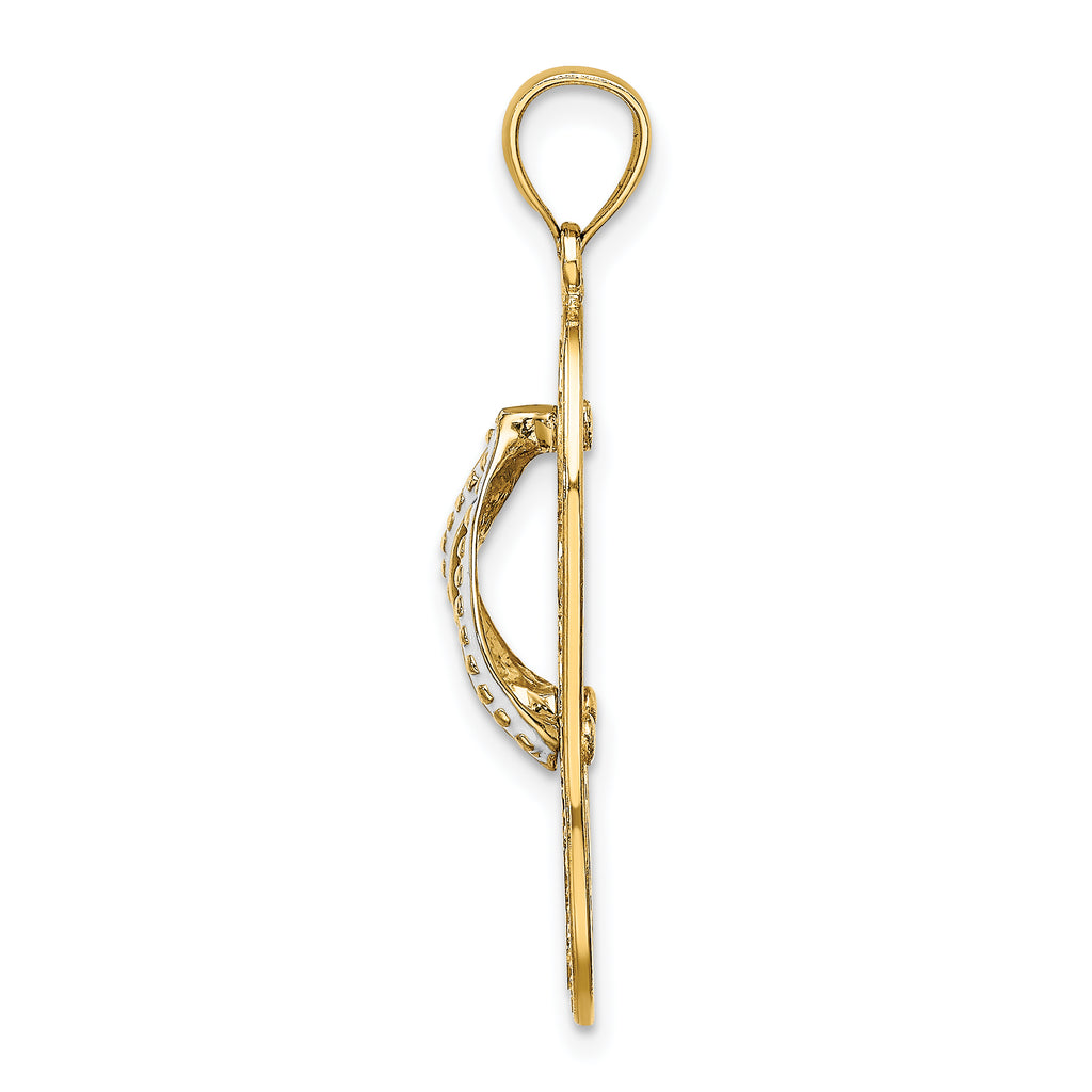 14K Multi Heart Flip-Flop w/ White Enamel Charm