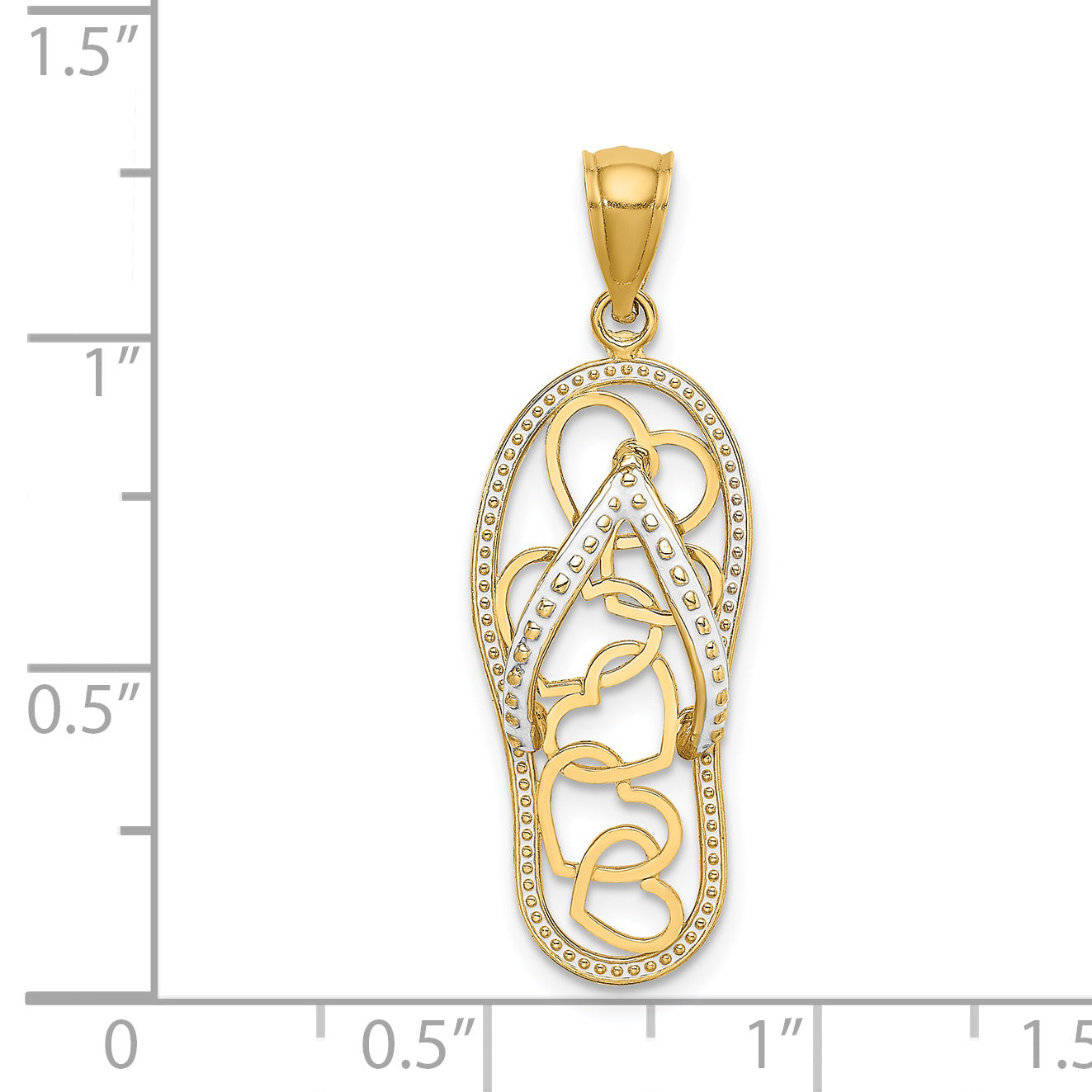 14K Multi Heart Flip-Flop w/ White Enamel Charm