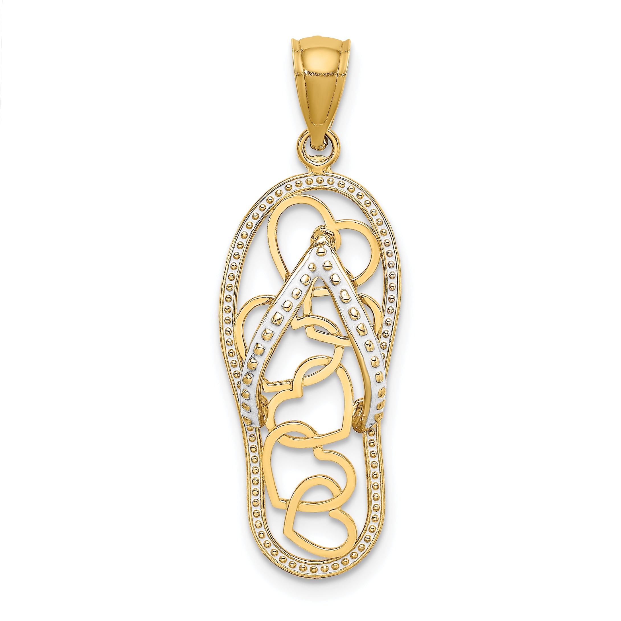 14K Multi Heart Flip-Flop w/ White Enamel Charm
