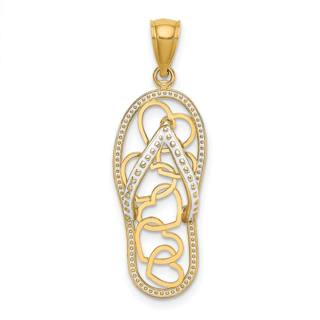 14K Multi Heart Flip-Flop w/ White Enamel Charm
