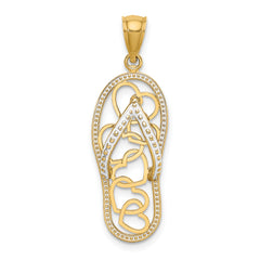 14K Multi Heart Flip-Flop w/ White Enamel Charm