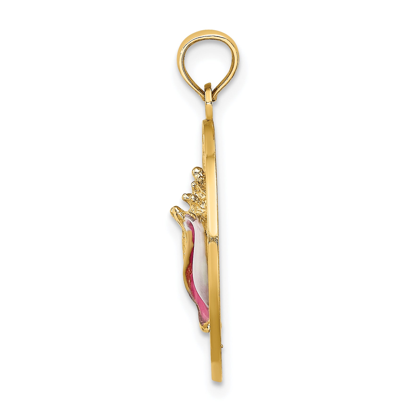 14K SARASOTA Circle w/ Enamel Conch Shell Charm Secondary image