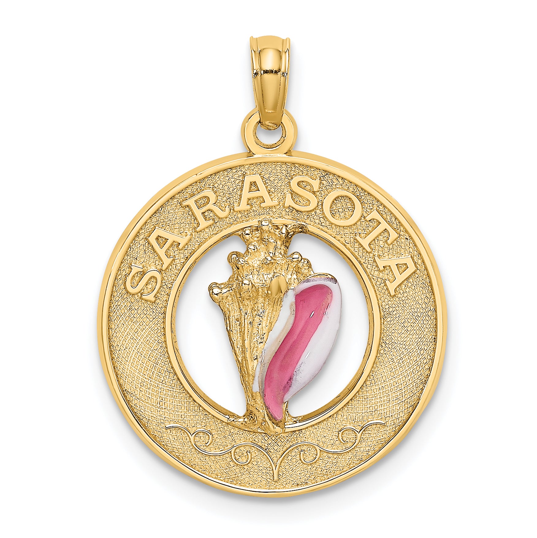 14K SARASOTA Circle w/ Enamel Conch Shell Charm Main image