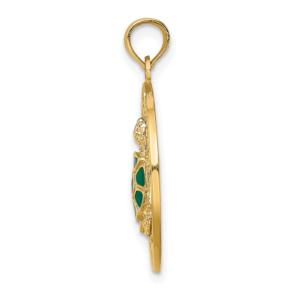 14K w/ Enamel Turtle SARASOTA Circle Charm