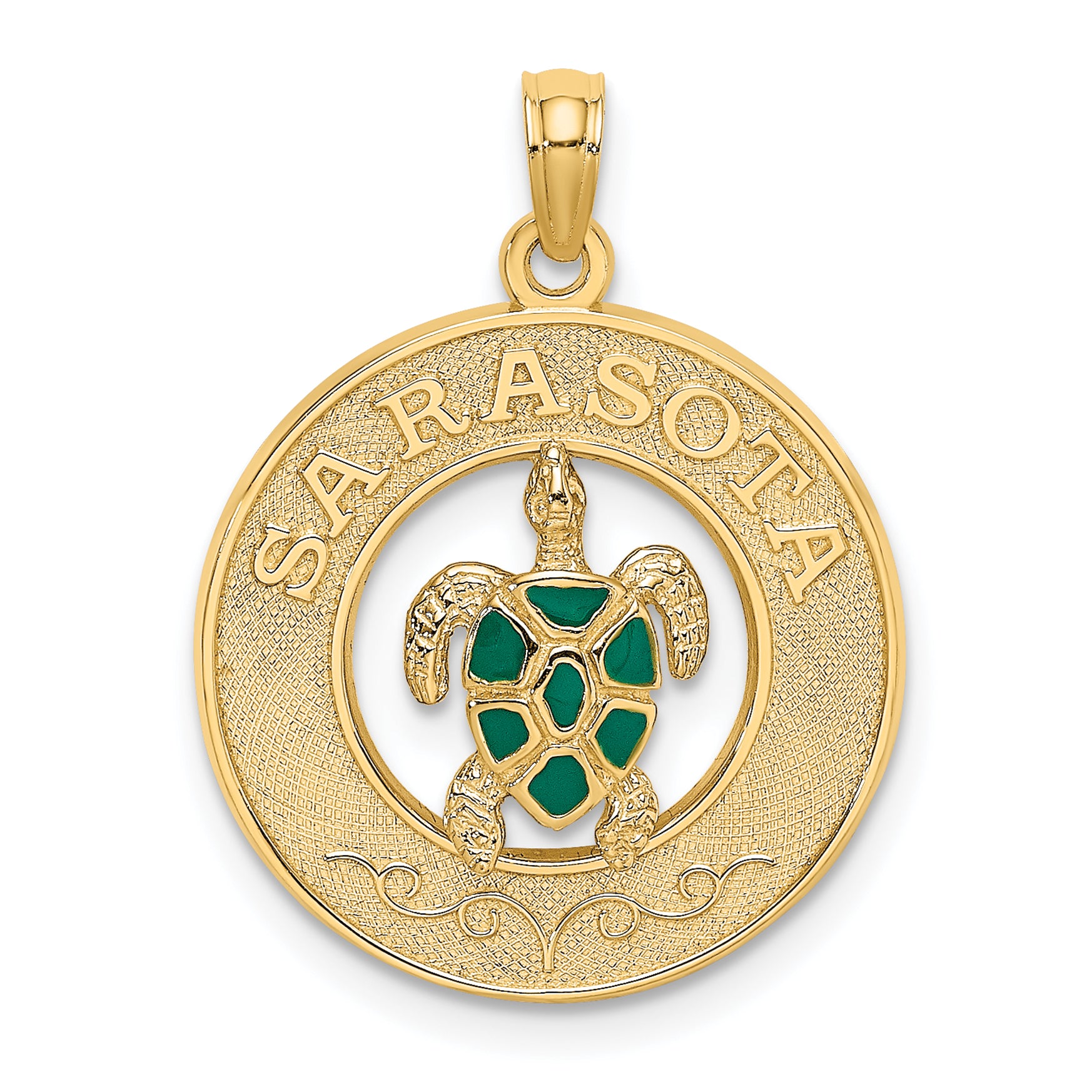 14K w/ Enamel Turtle SARASOTA Circle Charm Main image