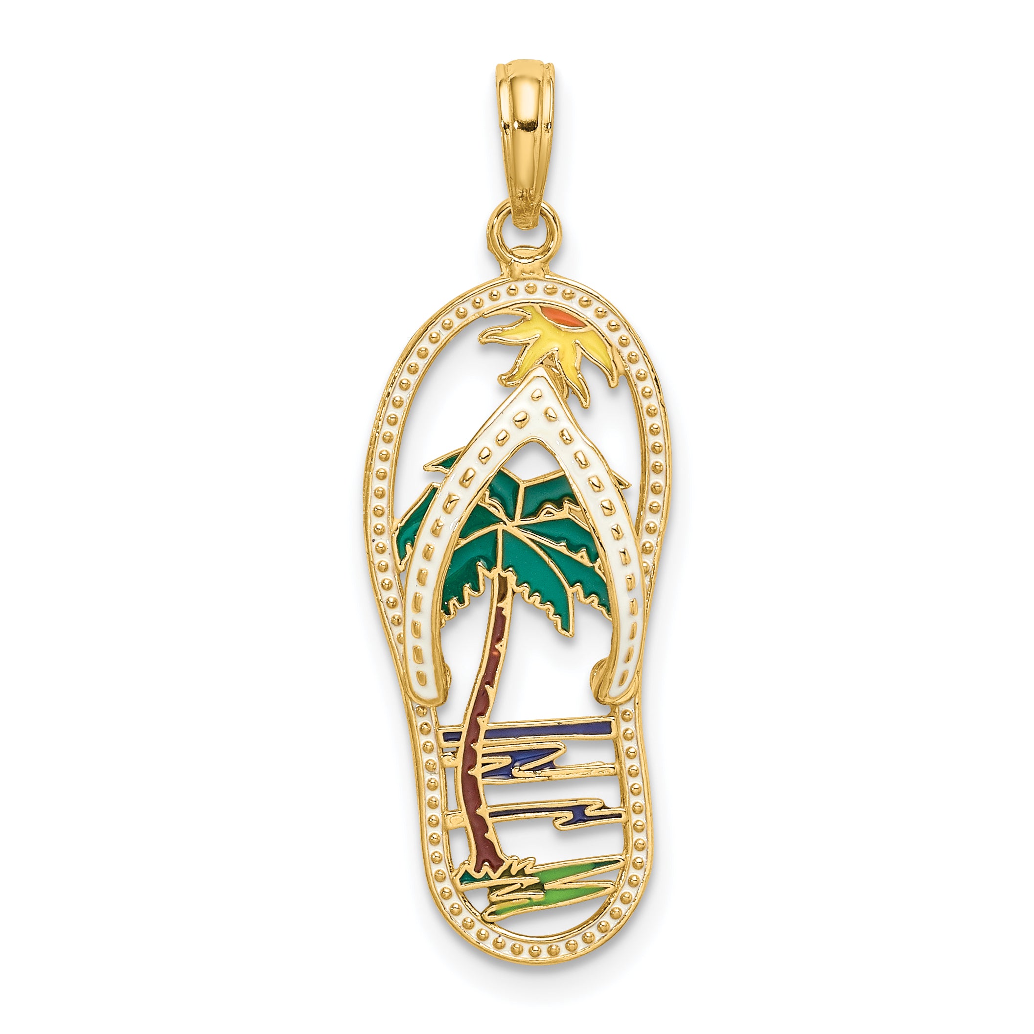 14K Enamel Palm Tree Flip-Flop Charm Main image