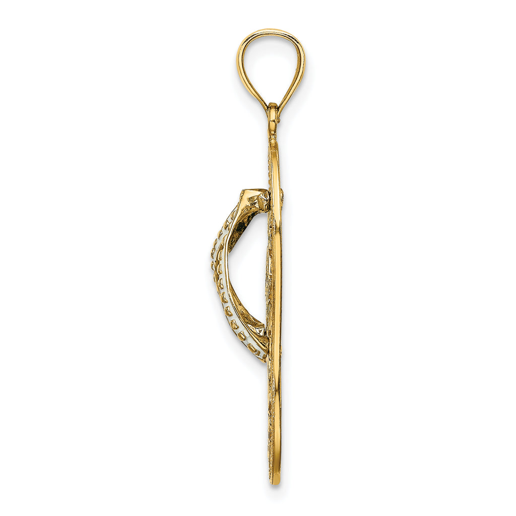 14K Enamel Palm Tree Beach Scene Flip-Flop Charm