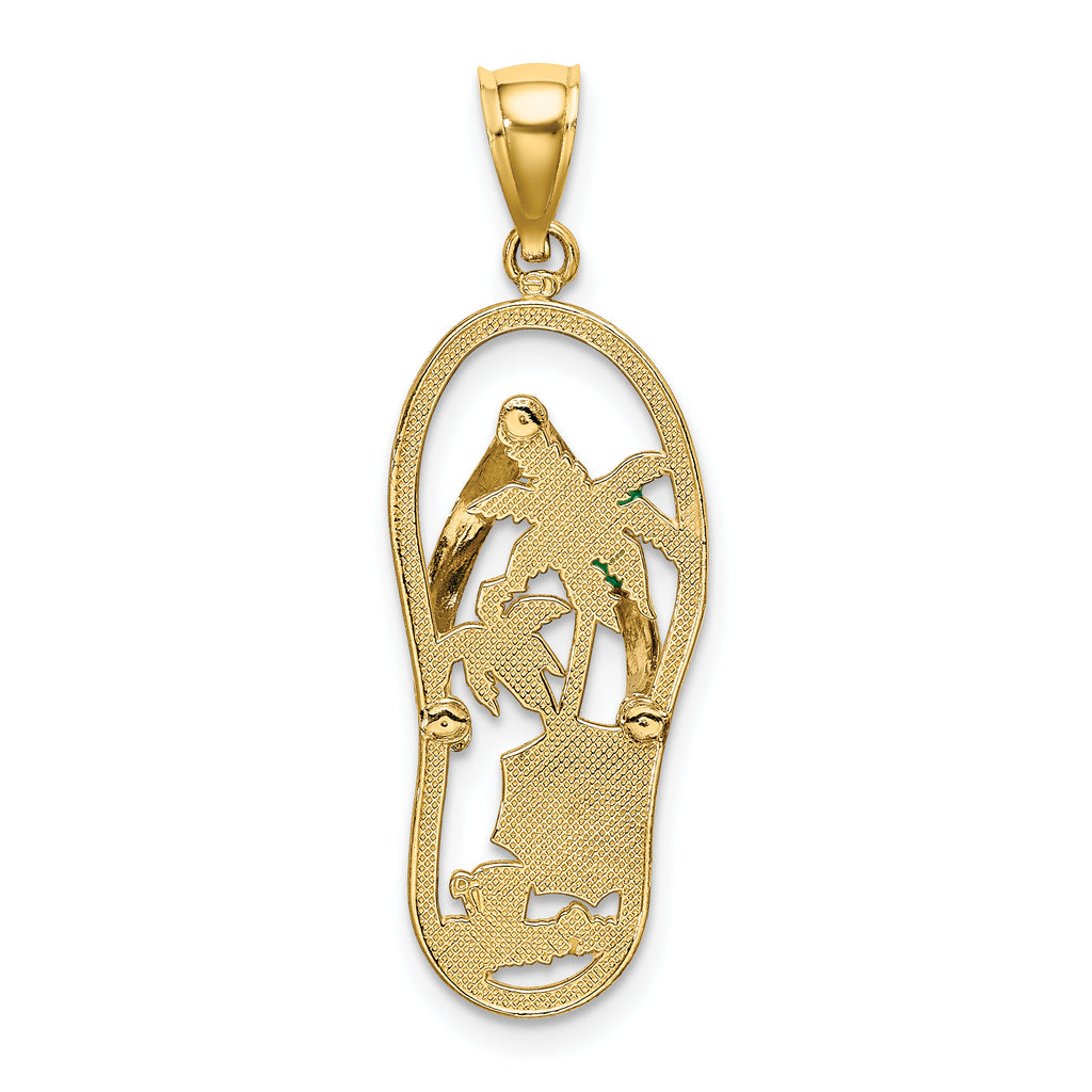 14K Enamel Palm Tree Beach Scene Flip-Flop Charm