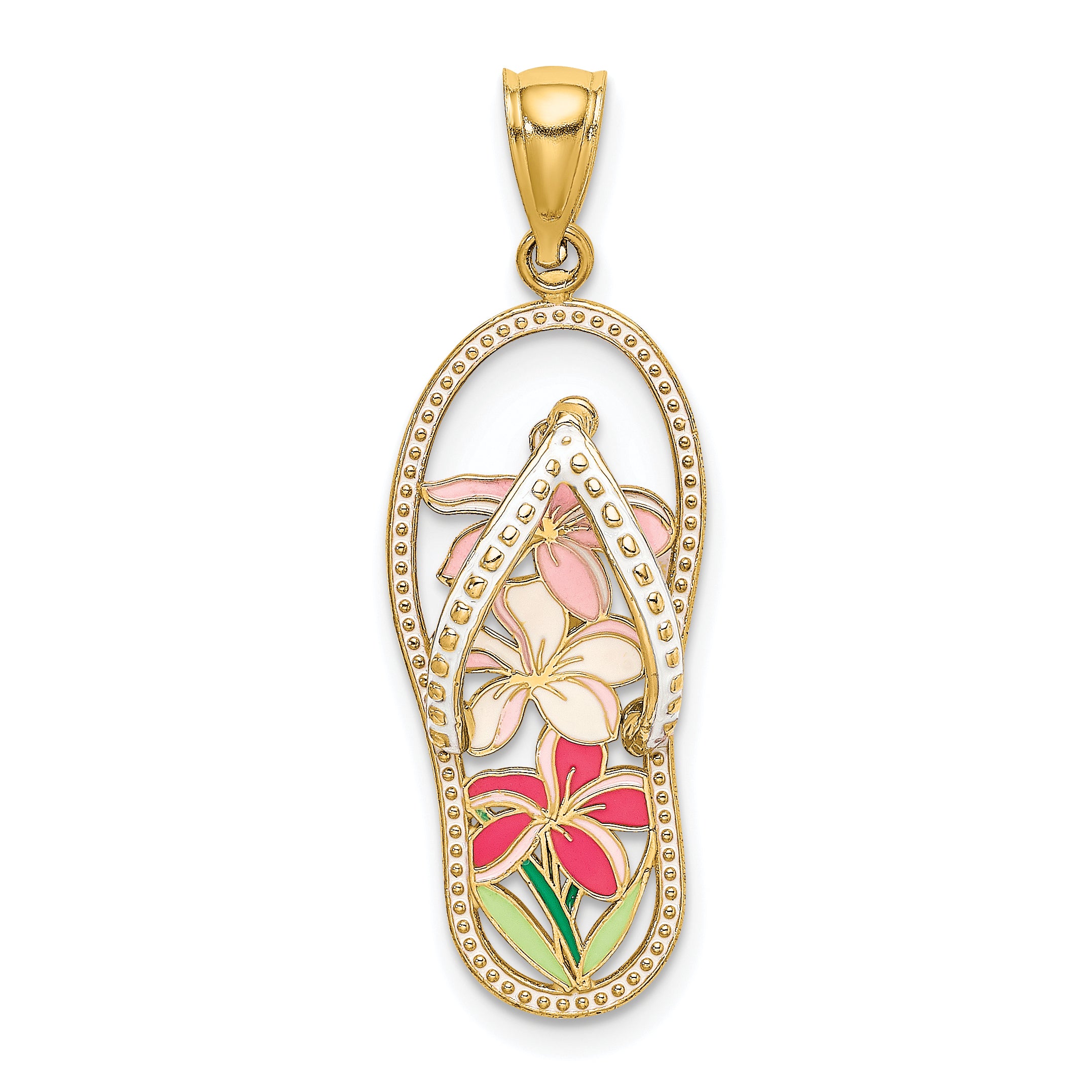14K Multi Color Enamel Flower Flip-Flop Charm Main image