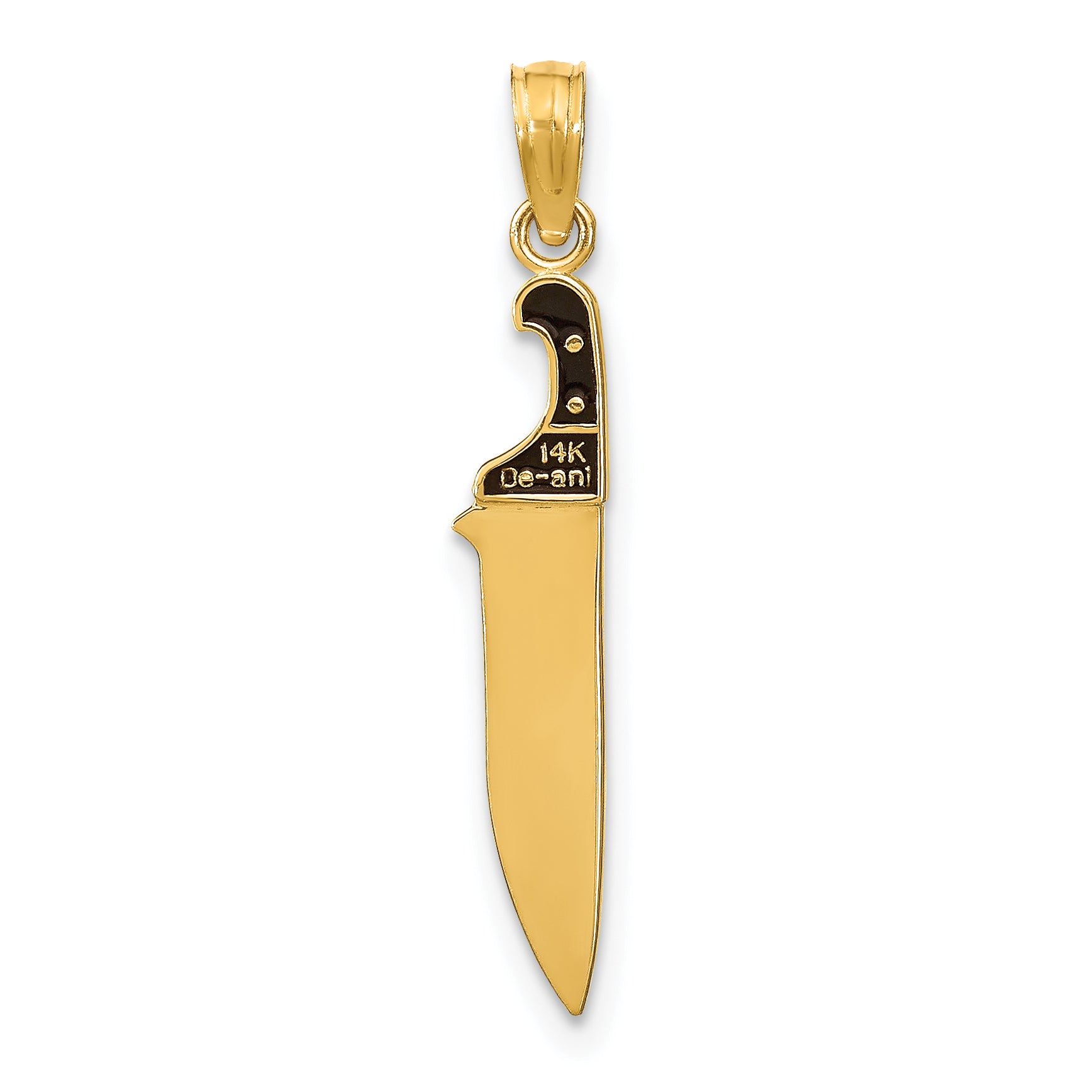14K W/ Black Enamel 3-D Butcher Knife Charm