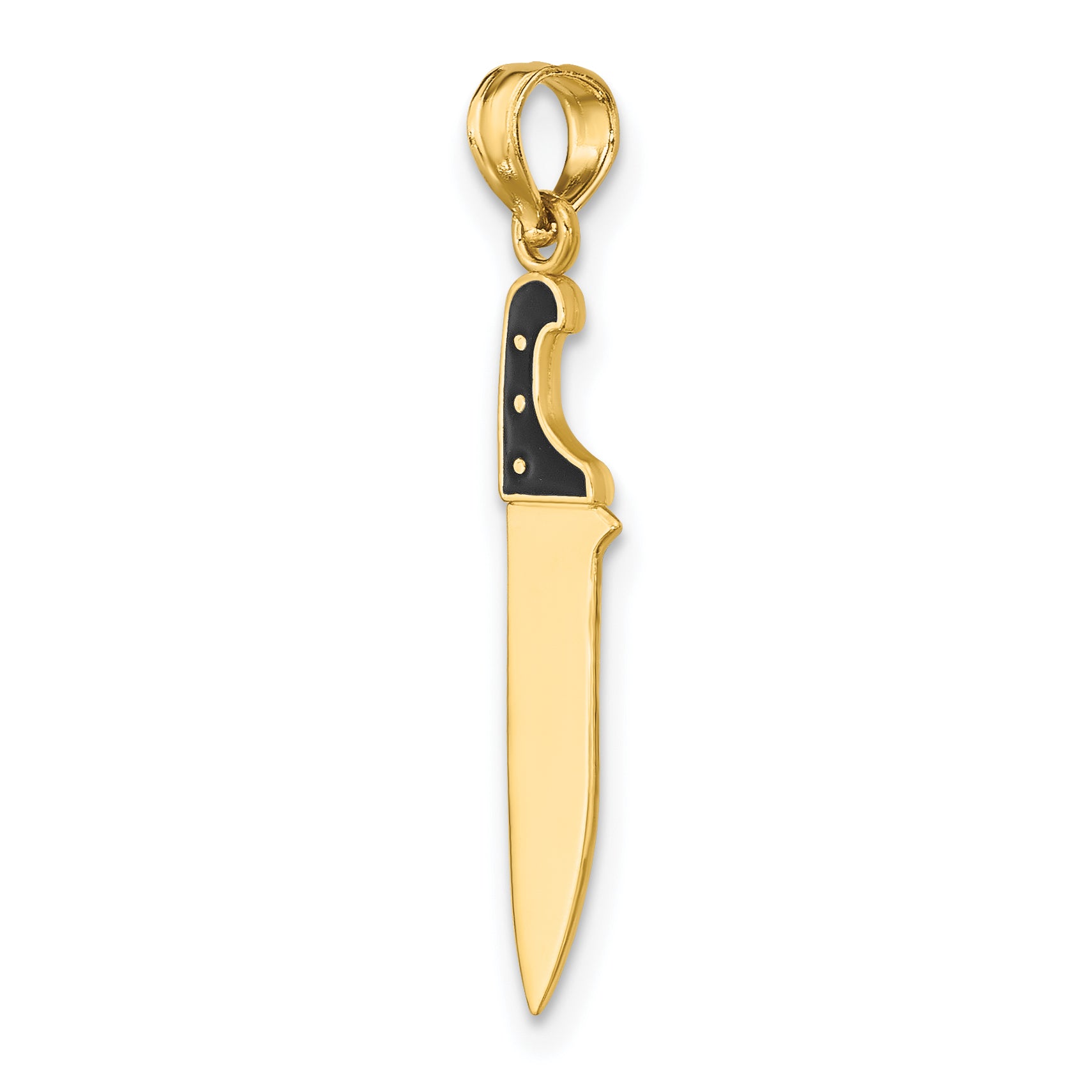 14K W/ Black Enamel 3-D Butcher Knife Charm