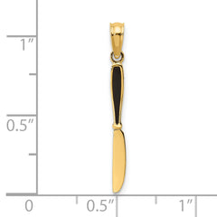 14K W/ Black Enamel 3-D Table Knife Charm