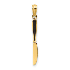 14K W/ Black Enamel 3-D Table Knife Charm