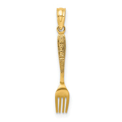 14K W/ Black Enamel 3-D Table Fork Charm
