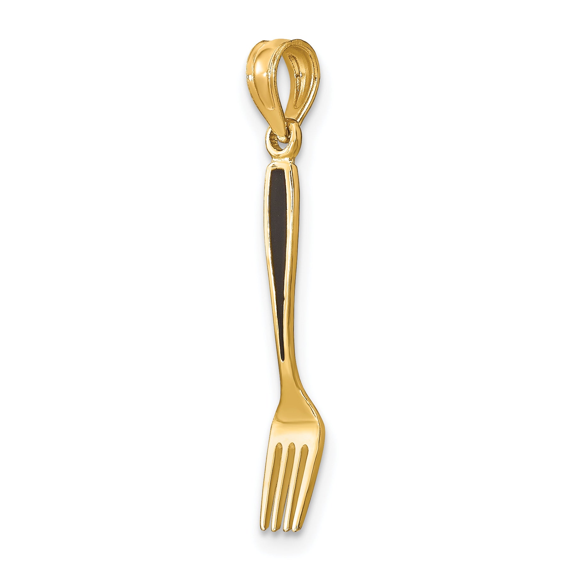 14K W/ Black Enamel 3-D Table Fork Charm
