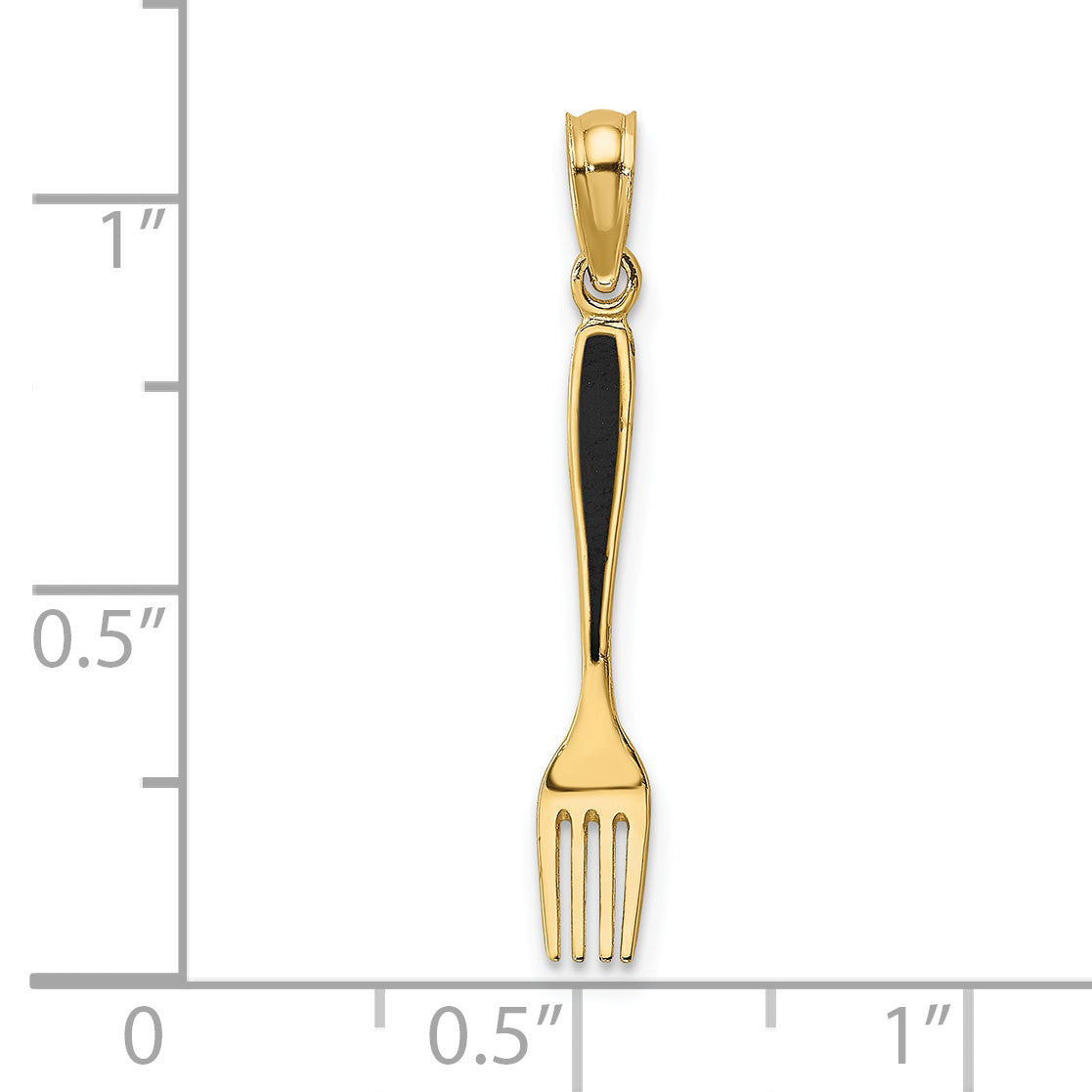 14K W/ Black Enamel 3-D Table Fork Charm