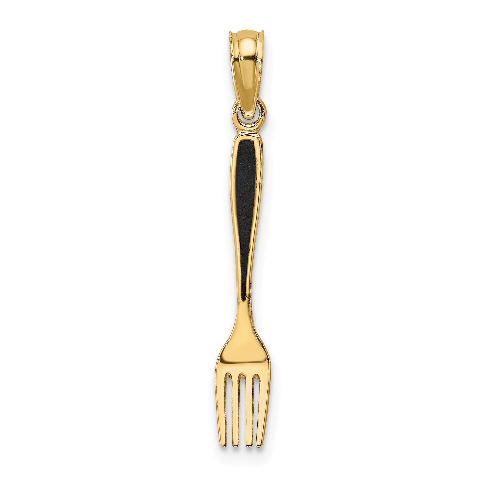 14K W/ Black Enamel 3-D Table Fork Charm