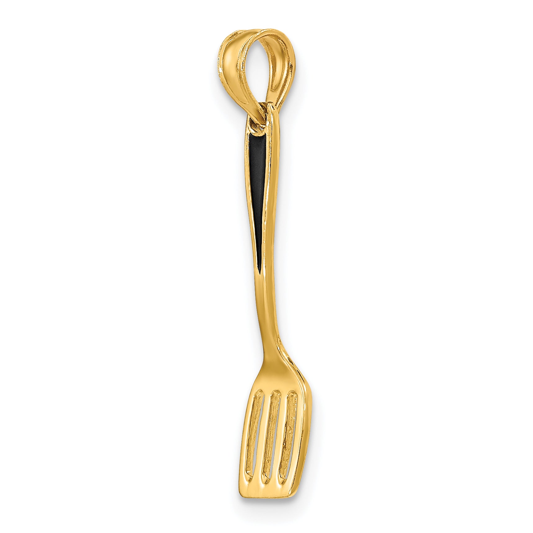 14K W/ Black Enamel 3-D Spatula Charm