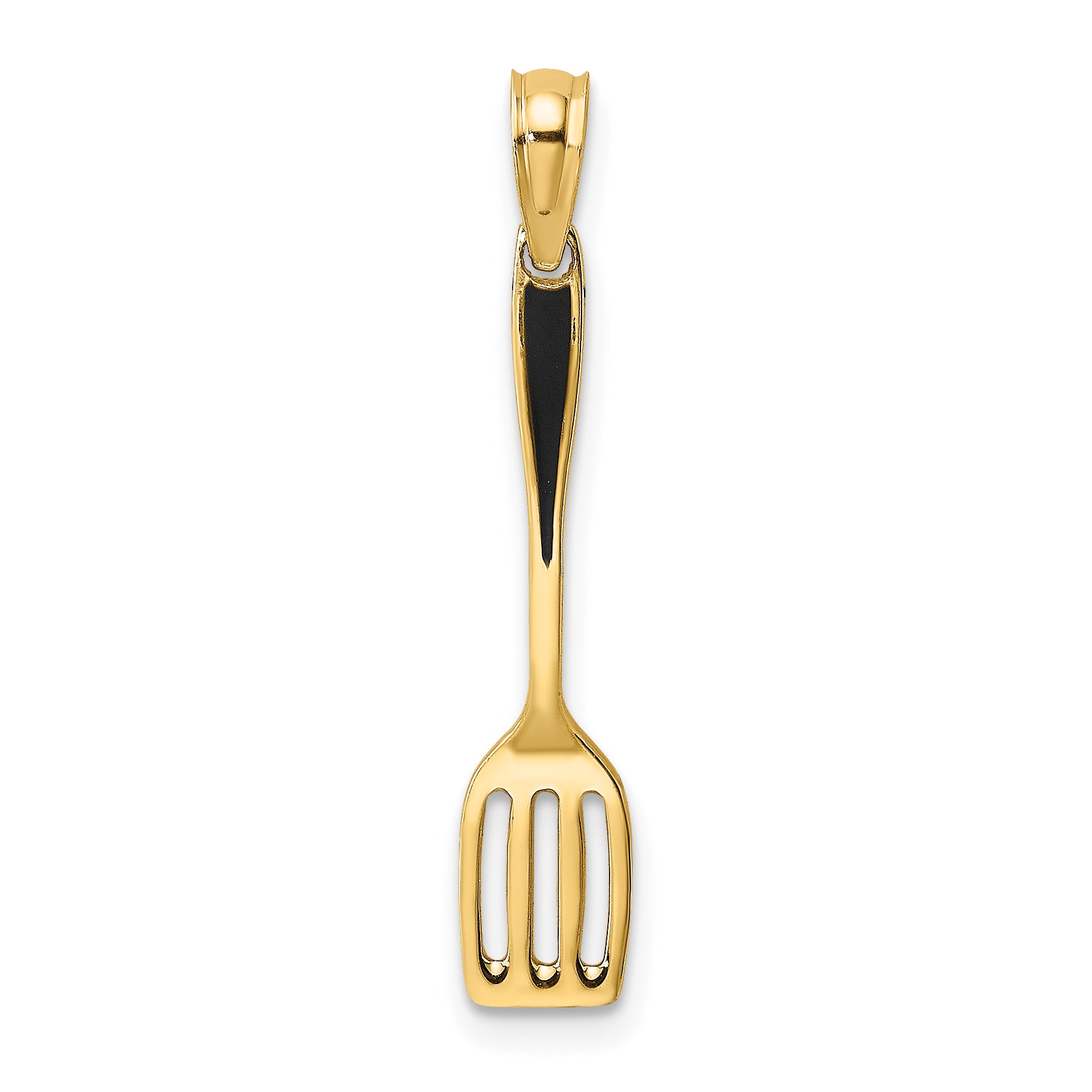 14K W/ Black Enamel 3-D Spatula Charm
