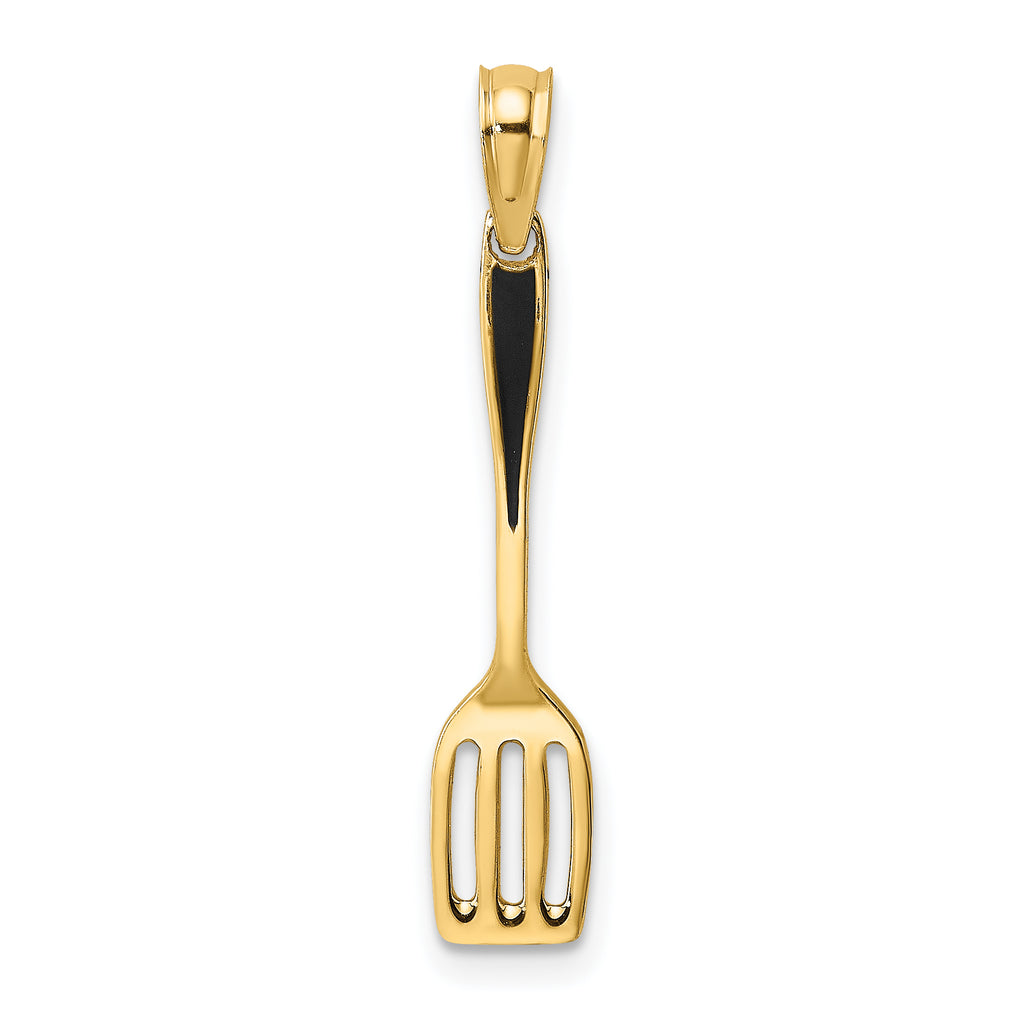 14K W/ Black Enamel 3-D Spatula Charm