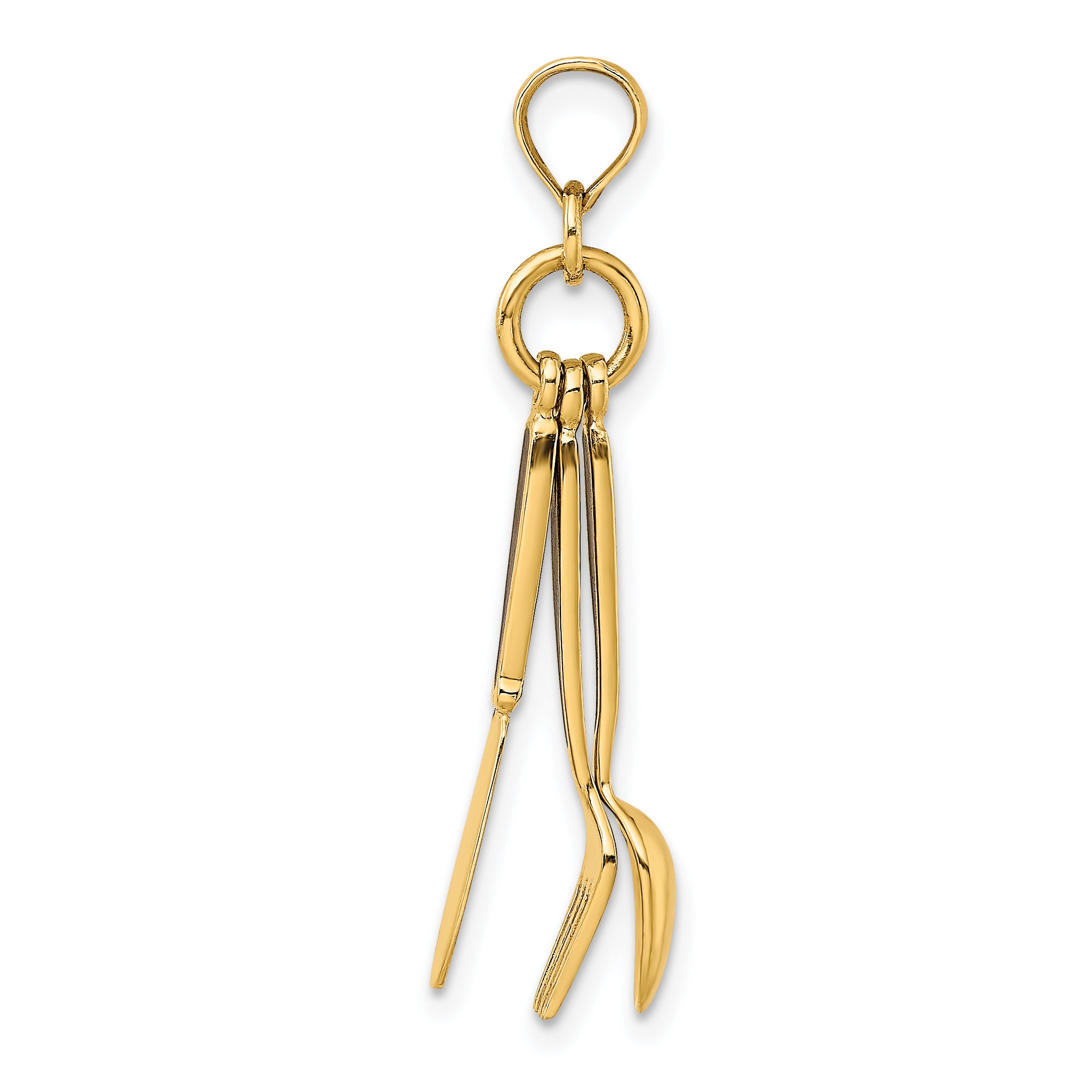 14K 3-D Enamel Knife, Fork, Spoon Moveable Charm Secondary image