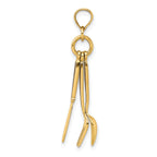14K 3-D Enamel Knife, Fork, Spoon Moveable Charm