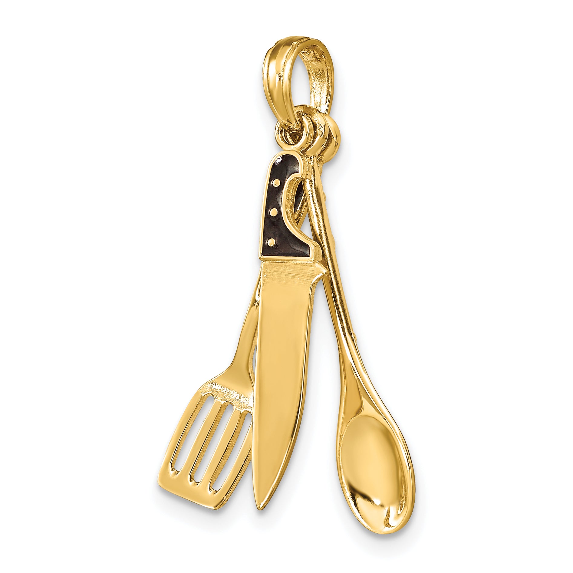 14K 3-D Enamel Butcher Knife, Spoon and Spatula Moveable Charm