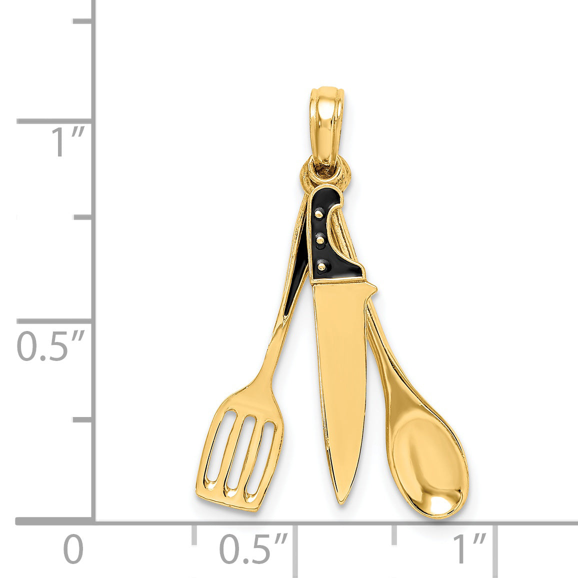 14K 3-D Enamel Butcher Knife, Spoon and Spatula Moveable Charm