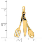 14K 3-D Enamel Butcher Knife, Spoon and Spatula Moveable Charm