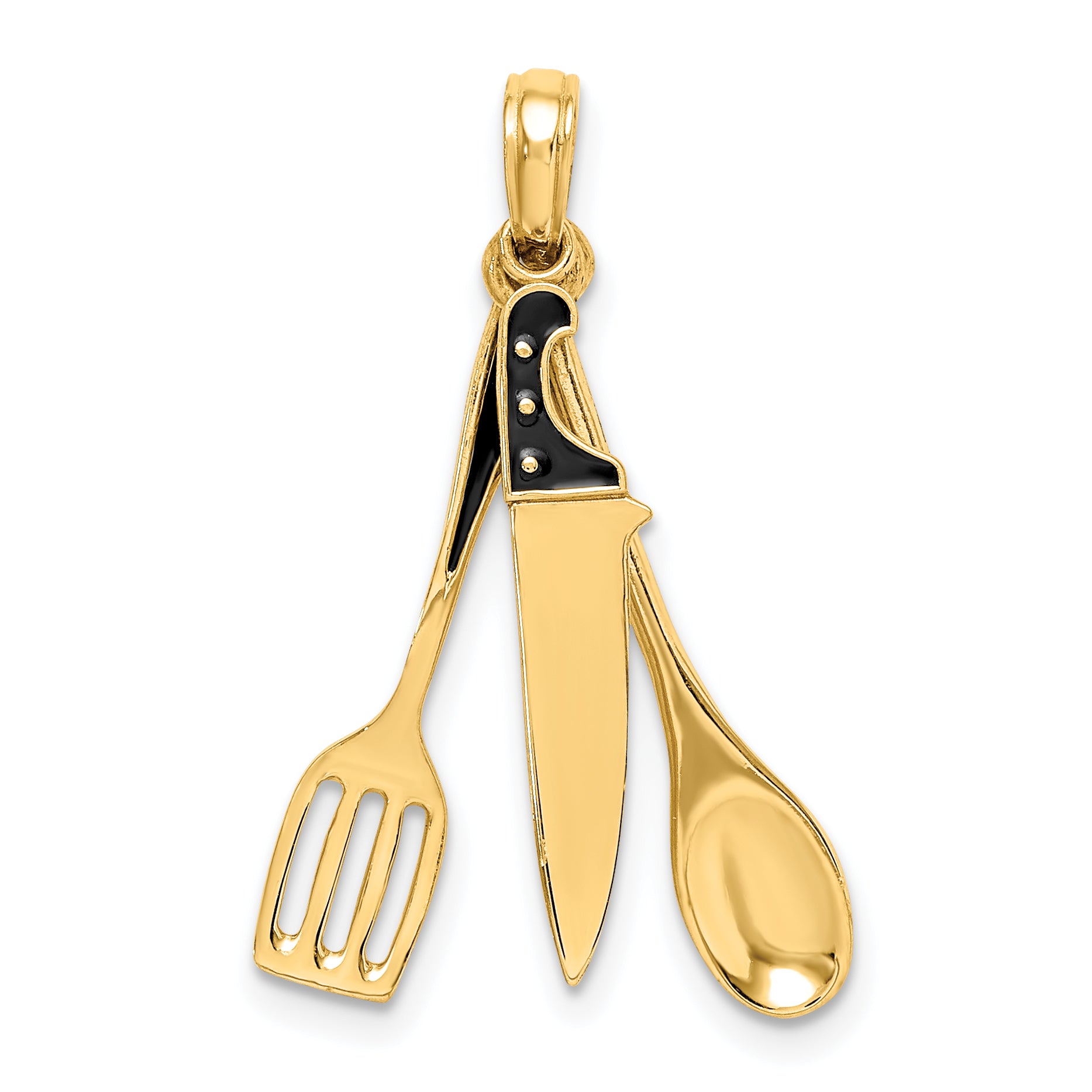 14K 3-D Enamel Butcher Knife, Spoon and Spatula Moveable Charm Main image