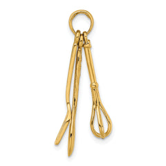 14K 3-D Enamel Spatula, Wooden Spoon, Whisk Moveable Charm