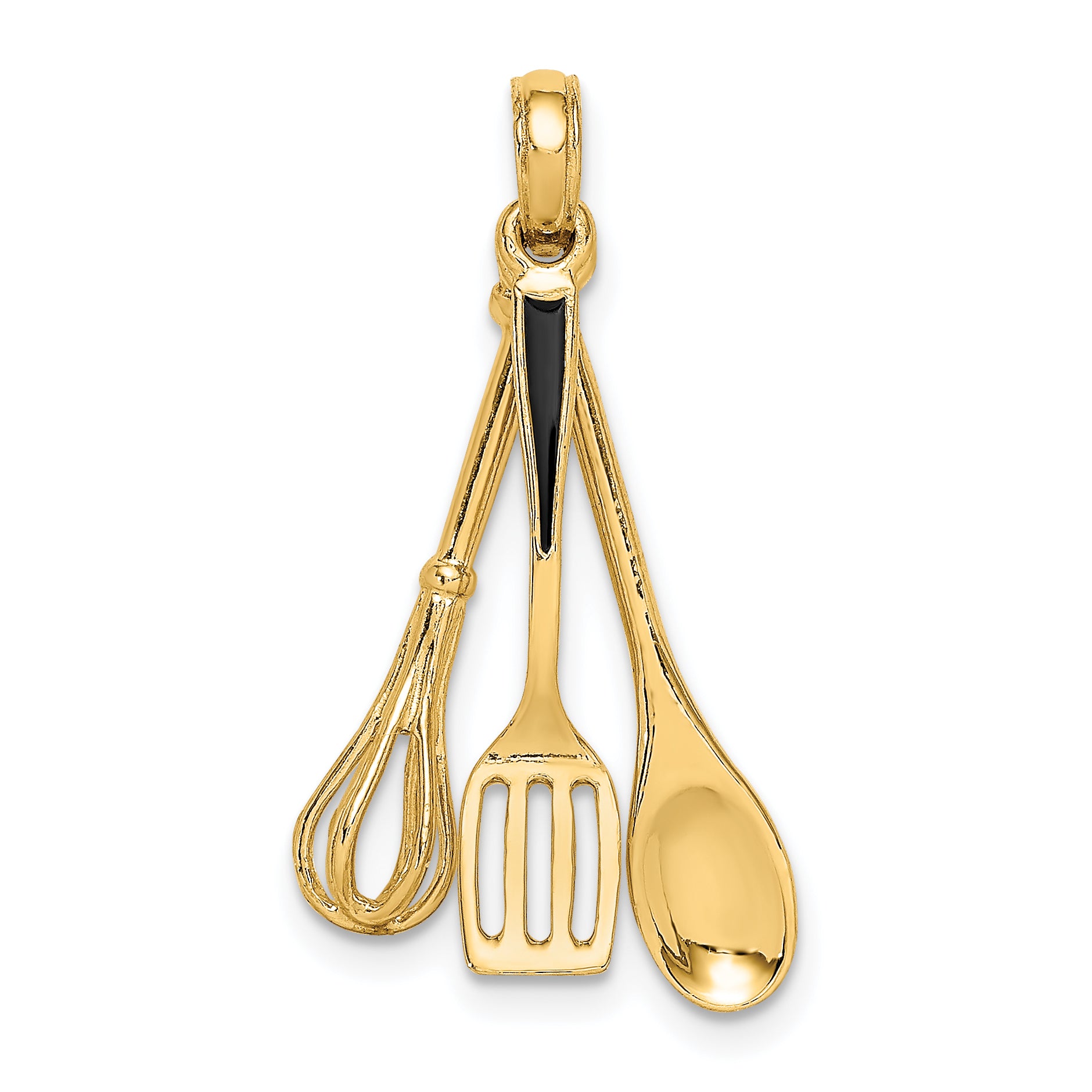 14K 3-D Enamel Spatula, Wooden Spoon, Whisk Moveable Charm Main image