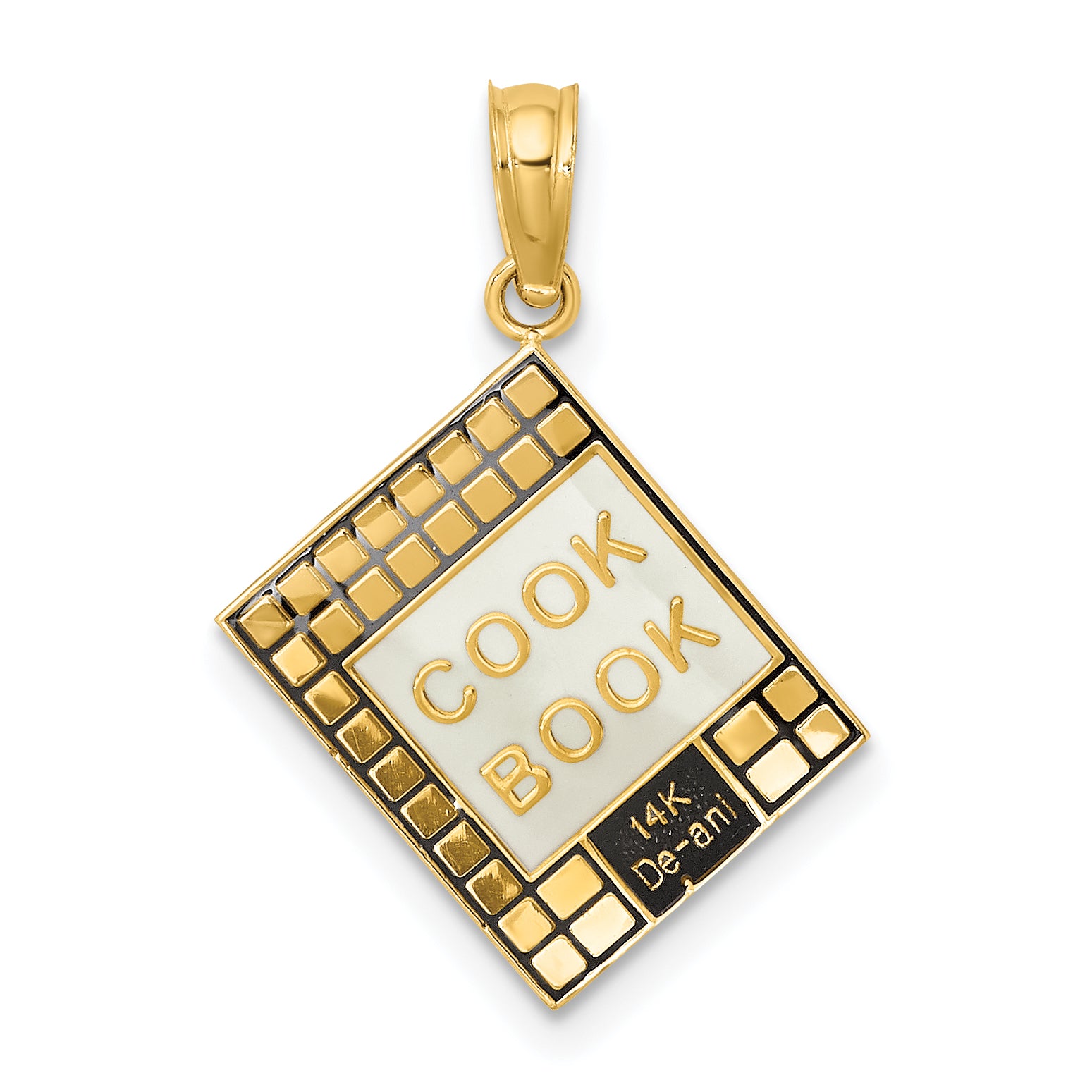 14K W/ Black Enamel 3-D Cook Book Charm