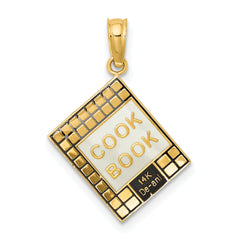14K W/ Black Enamel 3-D Cook Book Charm