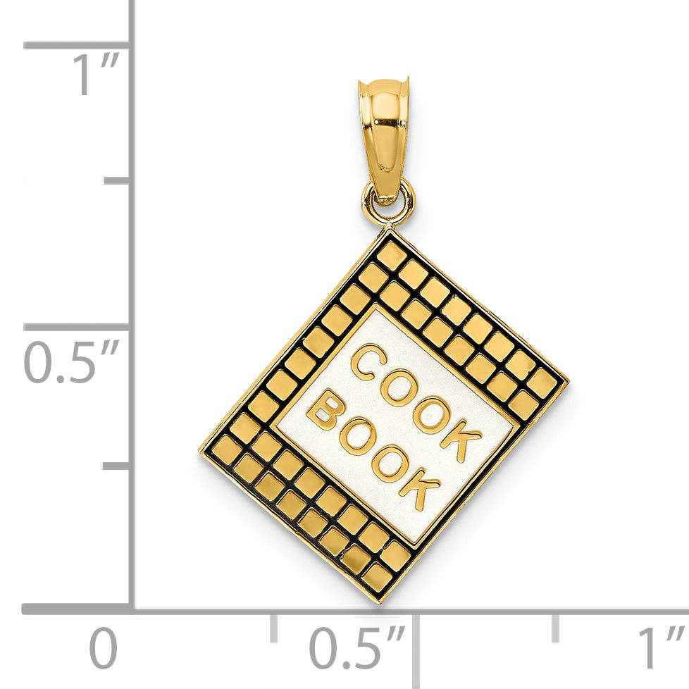 14K W/ Black Enamel 3-D Cook Book Charm