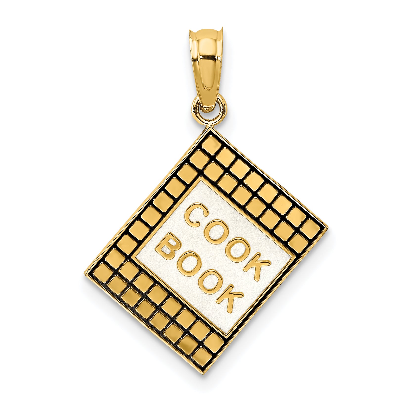 14K W/ Black Enamel 3-D Cook Book Charm Main image