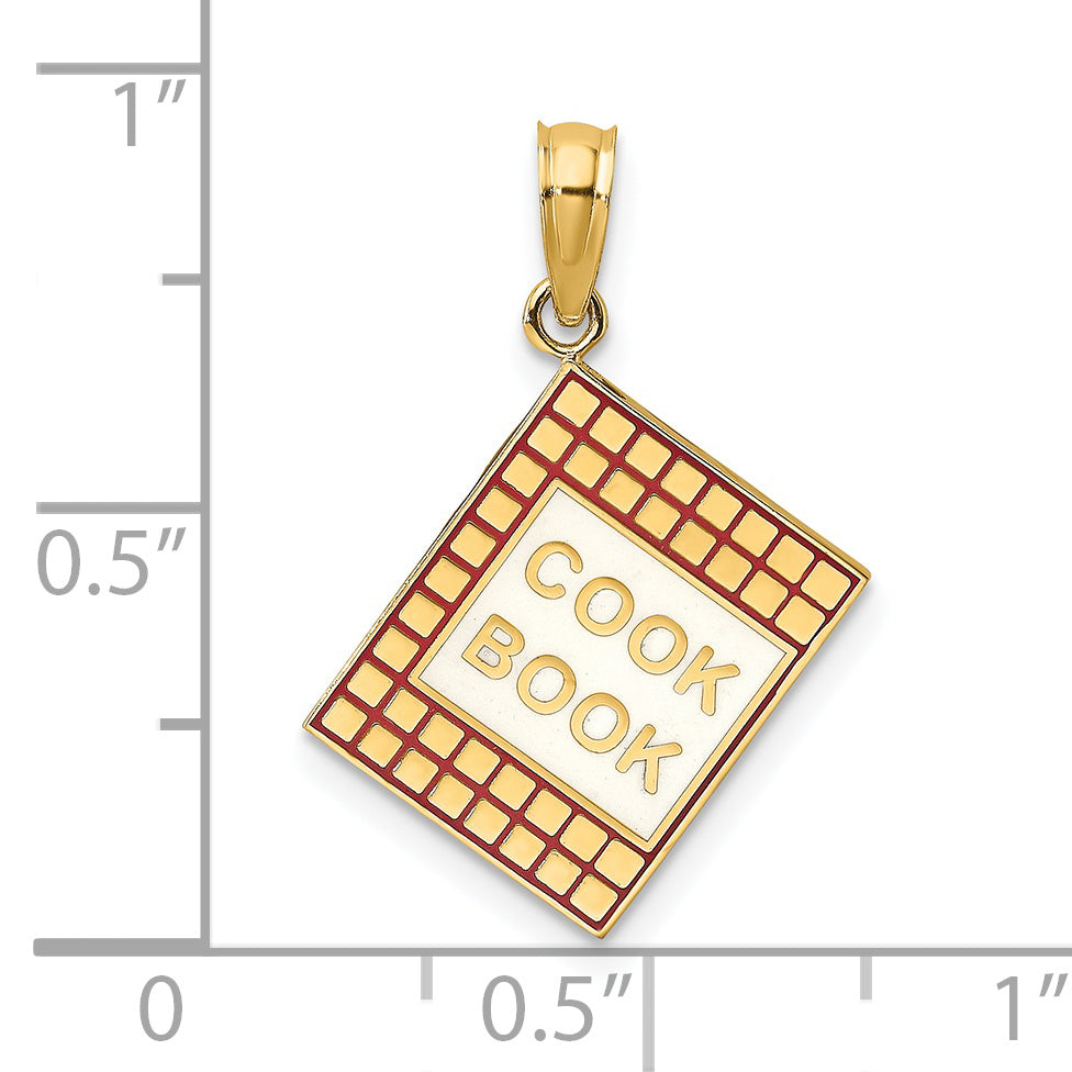 14K W/ Red Enamel 3-D Cook Book Charm
