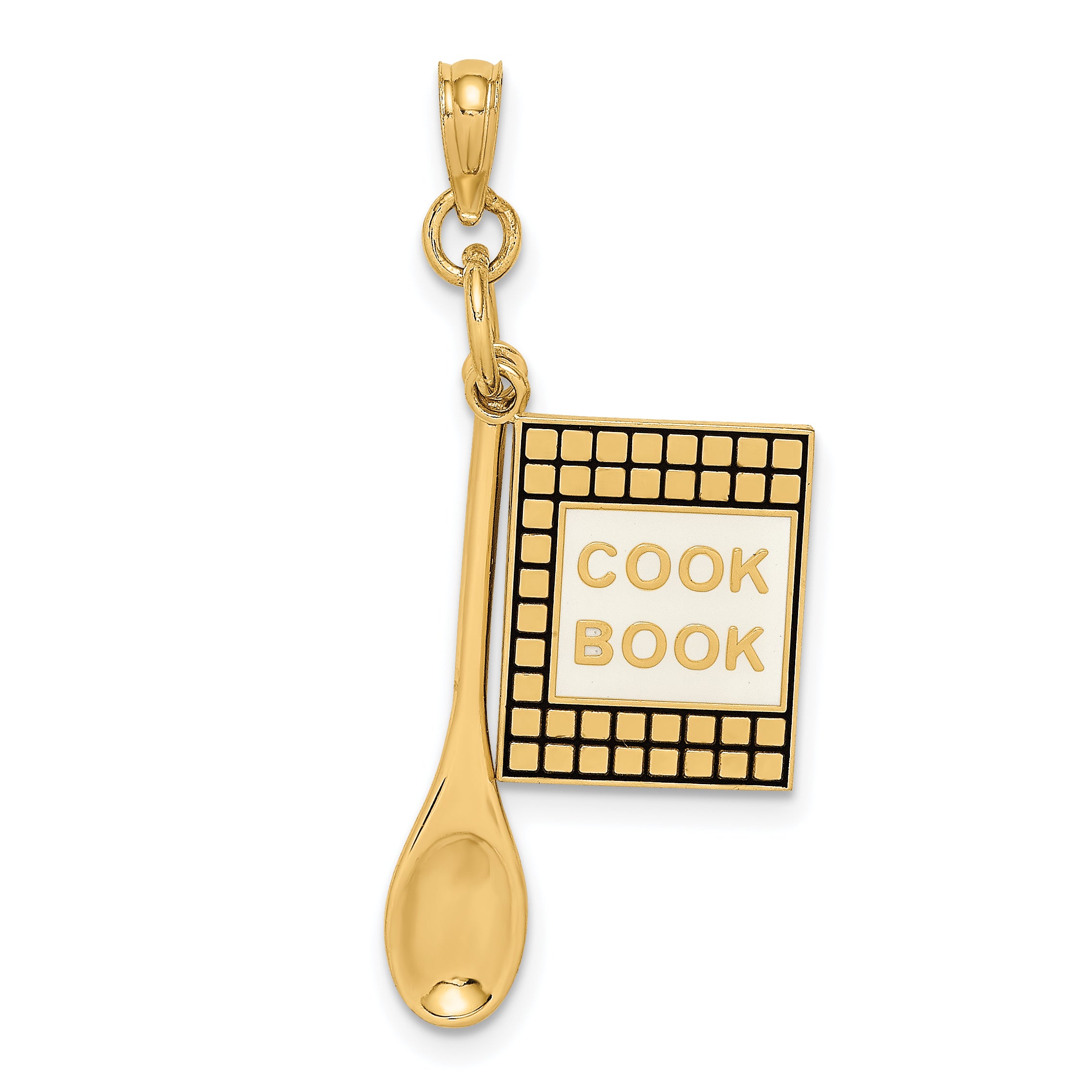14K 3-D Cook Book W/ Black Enamel and Spoon Charm Main image
