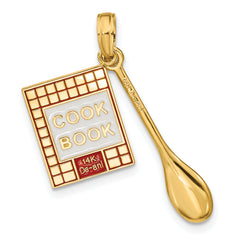 14K W/Enamel 3-D Cook Book and Spoon Charm